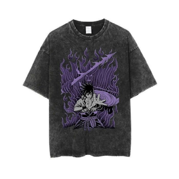 Summer Clothing Brands - 나루토 사스케 워싱 앤 워렌드 반팔