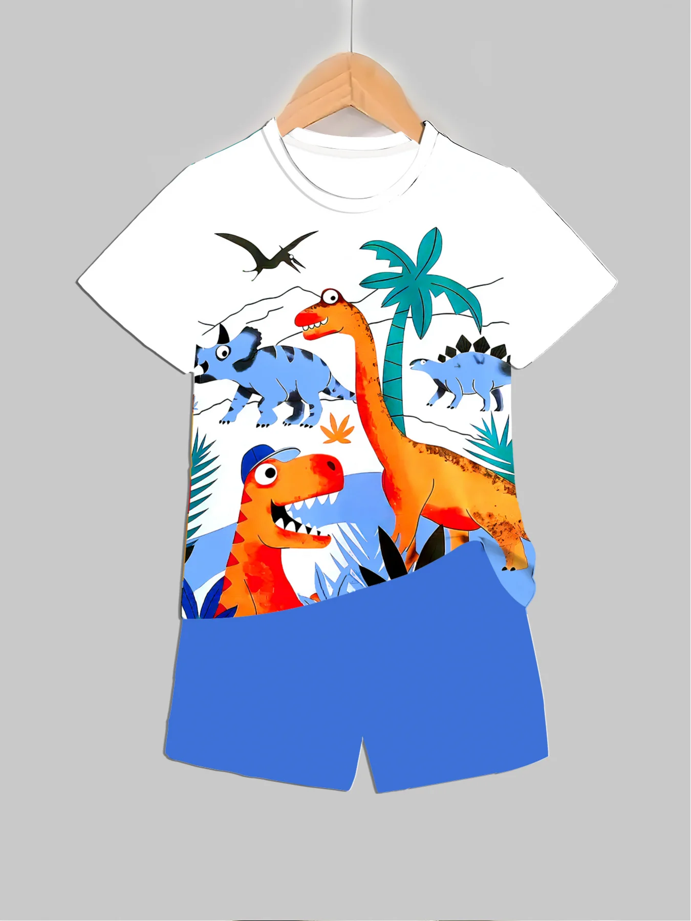 새로운 공룡 프린트 의상 탑 + 반바지 2 PCS 여름 - Summer Clothing Baby Girl 리뷰 및 가격
