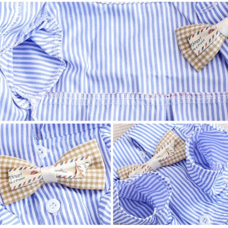 애완견 옷 Bowknot 줄무늬 셔츠 작은 개를위한 얇 - Summer Clothing Wholesale 리뷰 및 가격