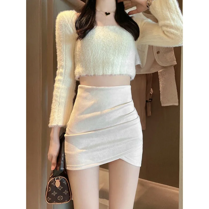 한국 패션 미니 스커트, 단색, 불규칙 폴드, 힙랩 펜 - Summer Clothing Wraps 리뷰 및 가격