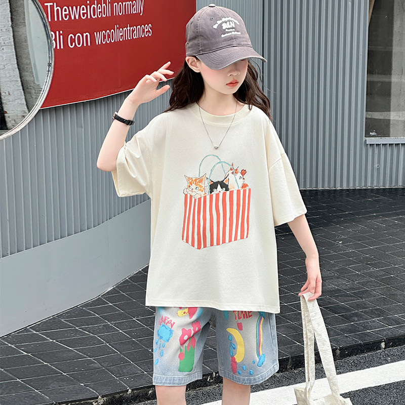 십대 소녀 여름 상하의 세트, 드로잉 프린트 키즈 아동 - Summer Clothing Drawing 리뷰 및 가격