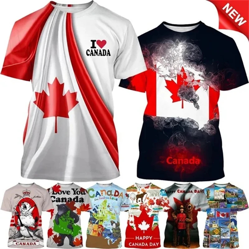 I Love 캐나다 국기 그래픽 티셔츠, 남성 의류,  - Summer Clothing Women Canada 리뷰 및 가격